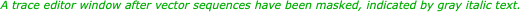 A trace editor window after