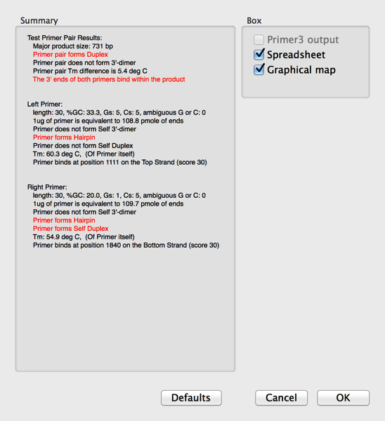TestPrimerPair results