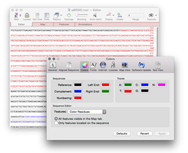 Colors and pBR322 nucl Editor