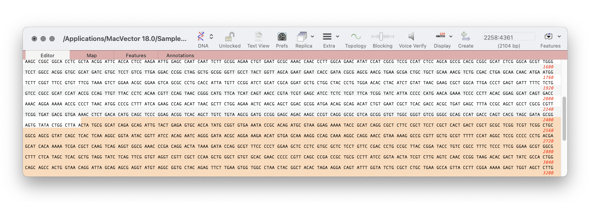MacVectorTip: Selecting the sequence from a single restriction enzyme site to the end of a linear sequence