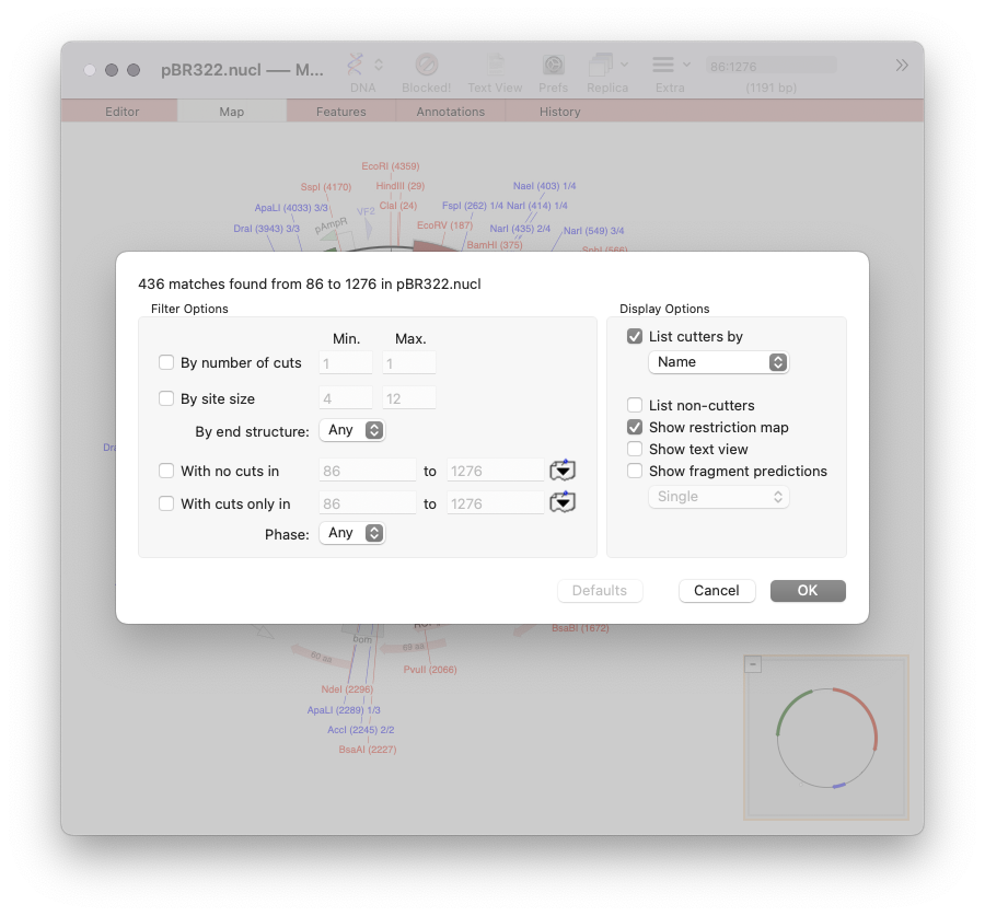 The Filter dialog showing many matches as the Setup dialog had a broad criteria