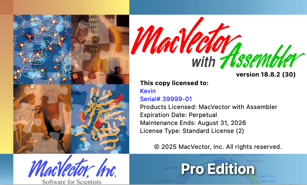 A macOS "ABOUT" dialog from MacVector