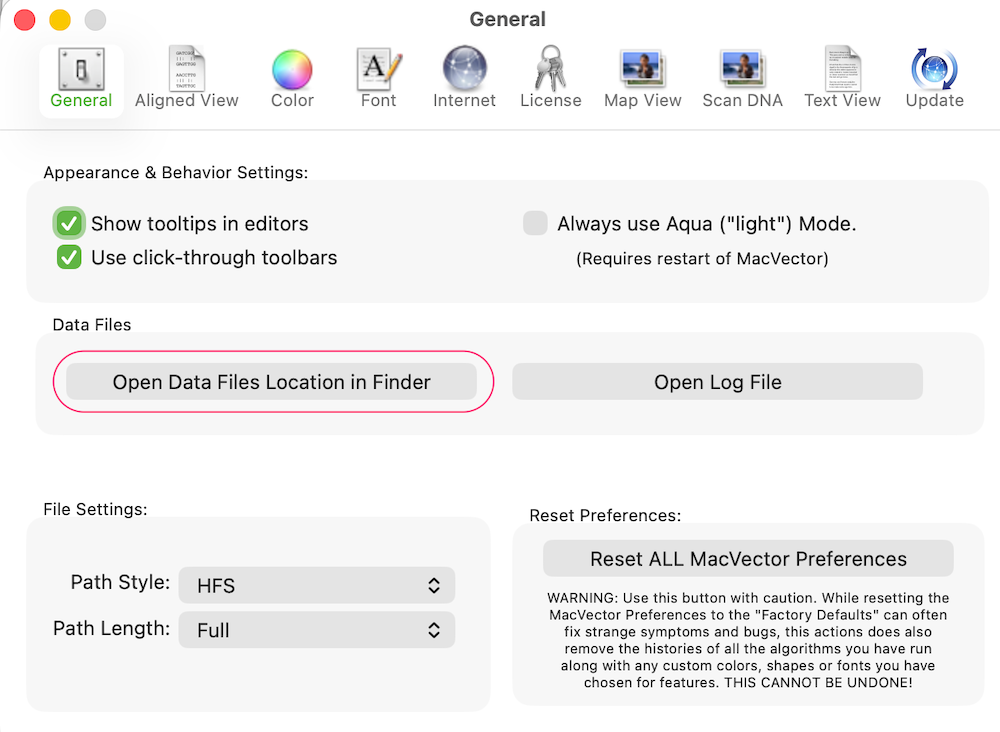 A macOS dialog showing many buttons.