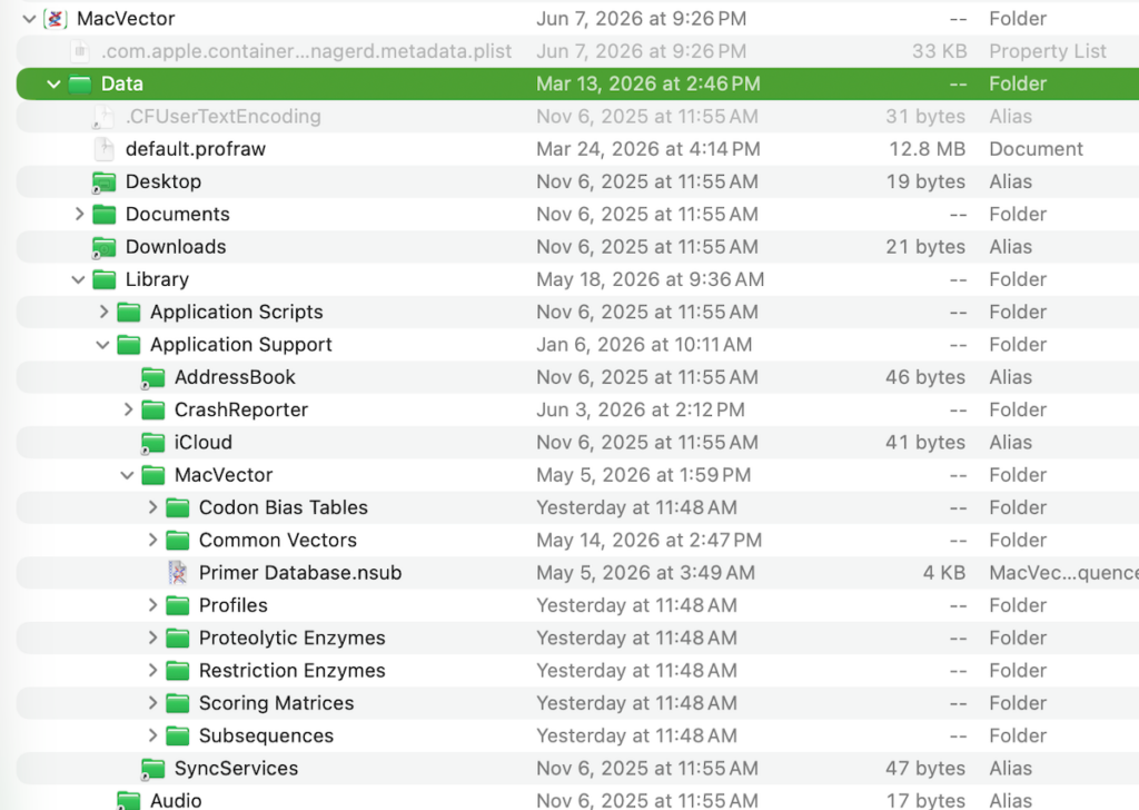 a filesystem of an application running in macOS Sandbox.
